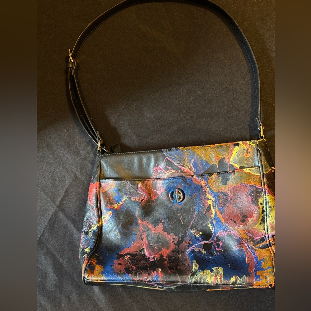 One-of-a-Kind Hydro Dipped Abstract Shoulder Bag – Custom Art Purs - Picture 2 of 4